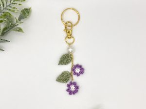 Purple flower bag charm