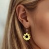 Handmade Mini Crochet Sunflower Earrings