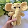 Pocket size yellow crochet elephant