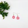 Crochet pink mini flower earring