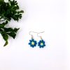 Crochet blue mini flower earring