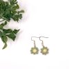 Crochet green mini flower earring