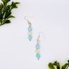 Sea blue and white beaded dangle earrings
