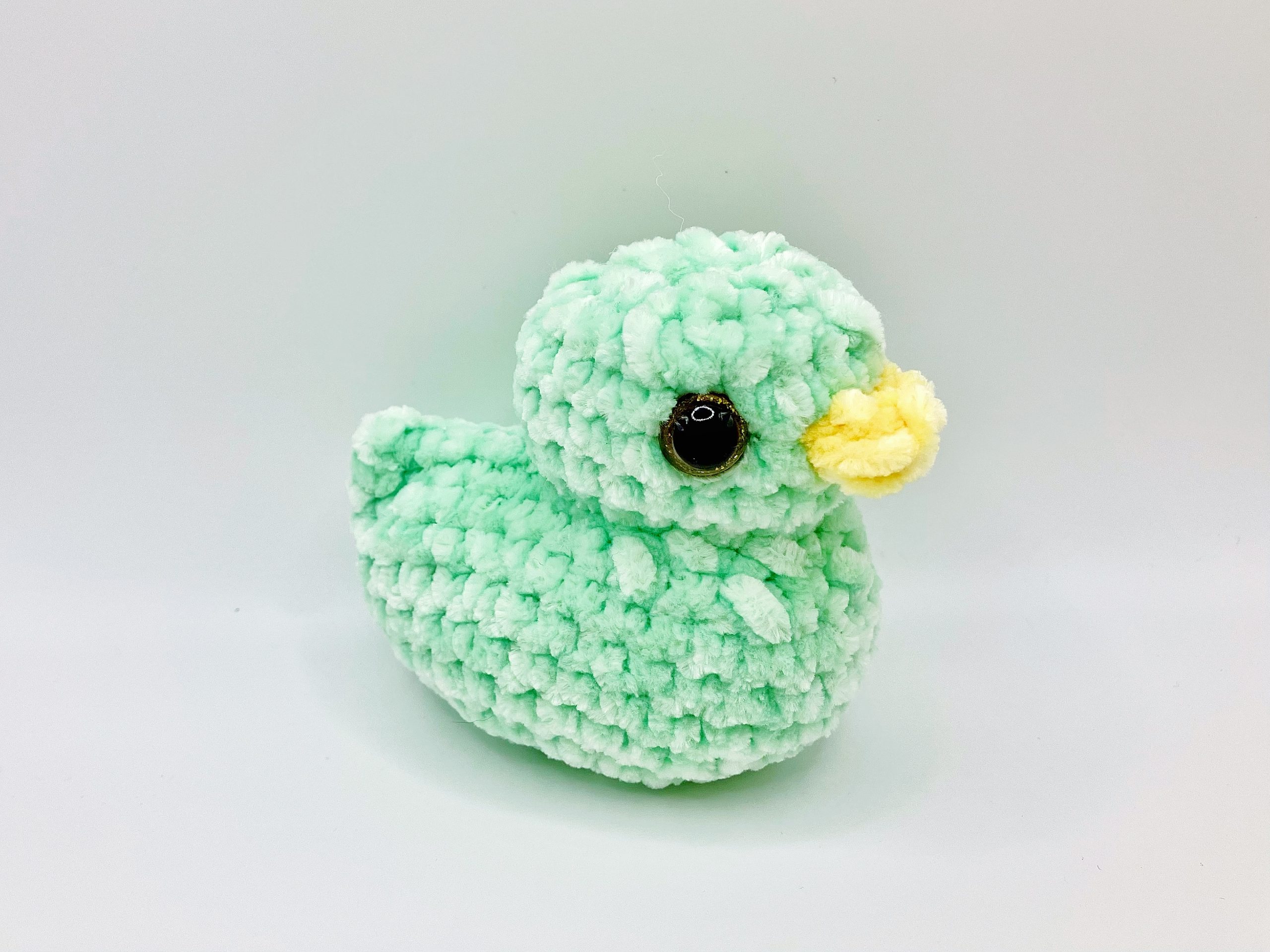 Green crochet duck plushie, handmade cute farm animal
