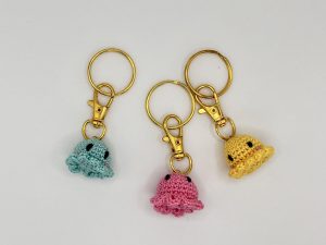Crochet mini octopus keychain