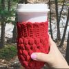 IMG_1085 Red crochet cup cozy on white coffee cup