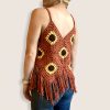 Side view of crochet sunflower top