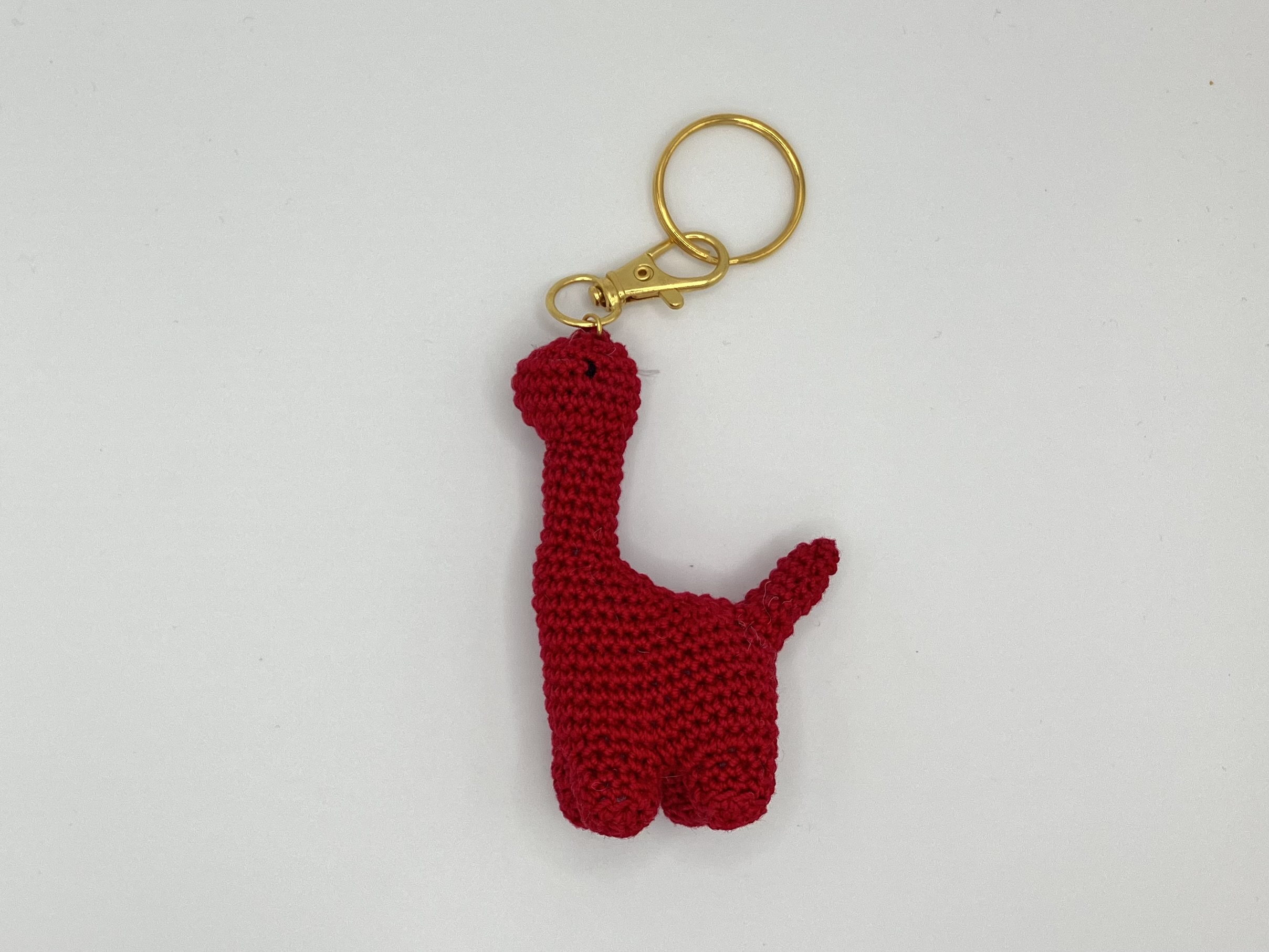 Red crochet Dinosaur Keychain