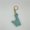 Blue mini crochet dinosaur keychain